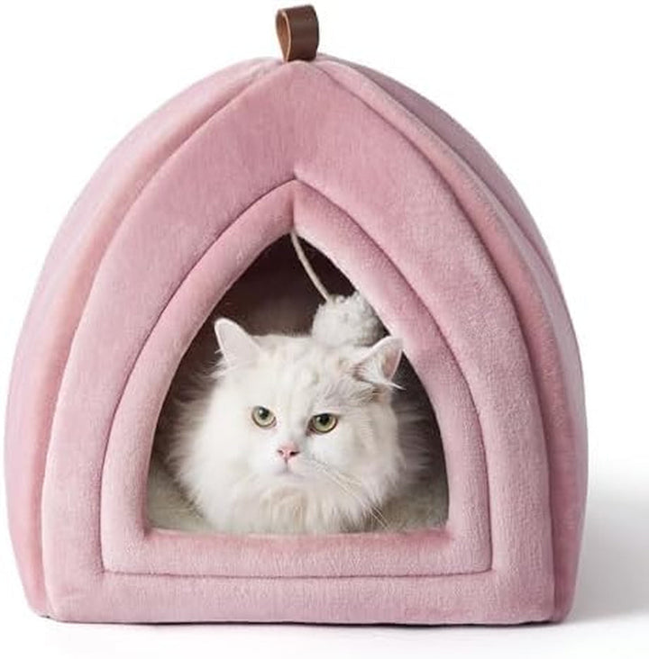 BEDSURE Peșteră pentru Pisici Roz - Pat Pliabil pentru Pisici cu Pernă Lavabilă, Cort pentru Pisici, Animale de Companie Mici și Medii, Casă de Pisici de Interior Moale și Călduroasă, 40 x 40 x 40 cm