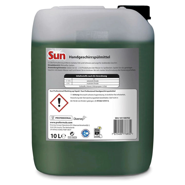 Sun Professional, lichid de spălat vase manual - Îndepărtare foarte eficientă a grăsimilor, cu parfum proaspăt de citrice, 10 litri Detergenti Bucatarie Naty Shop
