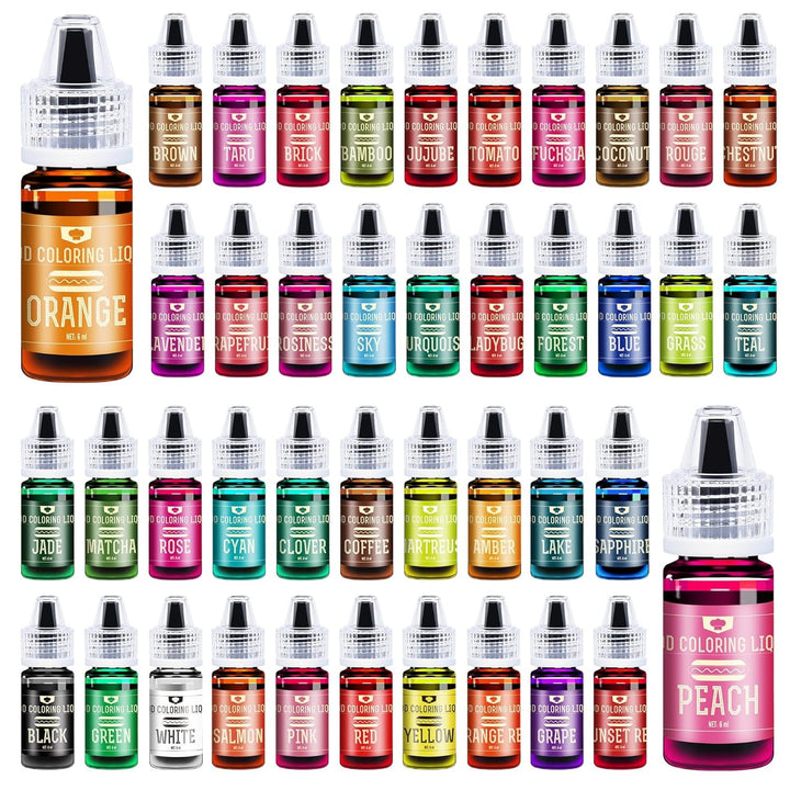 Lebensmittelfarbe - 30 X 10Ml Lebendige Lebensmittel Farben Zum Backen, Kuchen Dekorieren, Zuckerguss, Kekse, Fondant Und Macaron - Flüssige Food Coloring Für Die DIY Seifenherstellung Und Basteln Naty Shop 42 Farben