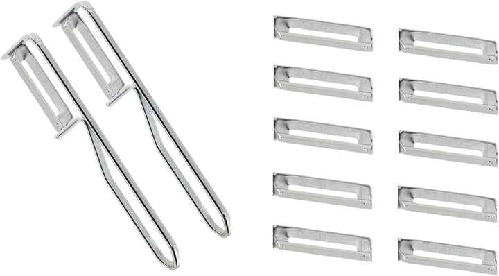 Peeler universal Fackelmann, lamă din oțel inoxidabil Peeler Naty Shop Peeler economic Set 2 bucăți ( include 10 lame de rezervă )