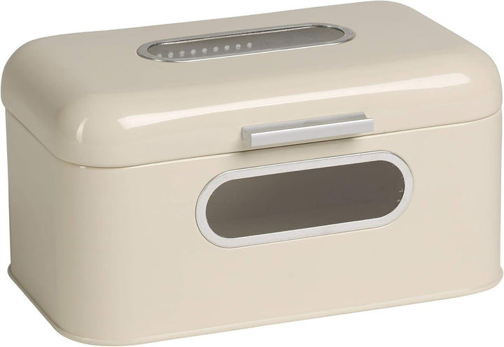 ECHTWERK coș metalic retro pentru pâine cu fereastră de vizualizare și capac, set de 3 cutii de depozitare elegante, capacitate 1,4 litri, roșu Cutii depozitare alimente Naty Shop Smântână S Singur