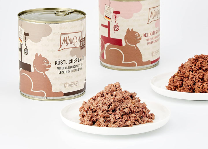 Mjamjam - Hrană umedă premium pentru pisici - Mixpaket V - Pure Meat Delight, pachet de 6 (6 X 800 G), fără cereale cu extra carne,Meaty