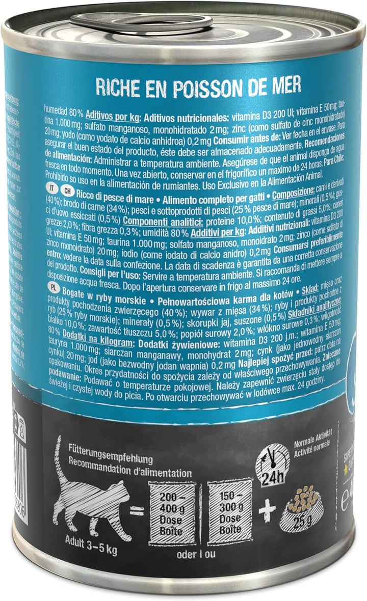 LEONARDO Hrană umedă [6X400G Sea Fish] | Hrană umedă fără cereale pentru pisici | Hrană umedă completă la conservă