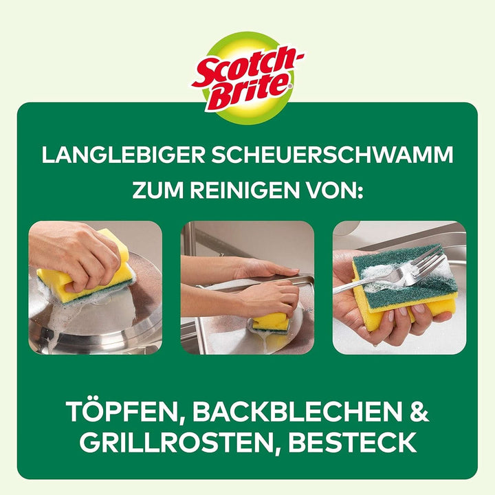 Scotch-Brite Classic Pot Cleaner, 16 bureți per pachet, burete pentru bucătărie - curăță puternic și eficient Detergenti Bucatarie Naty Shop
