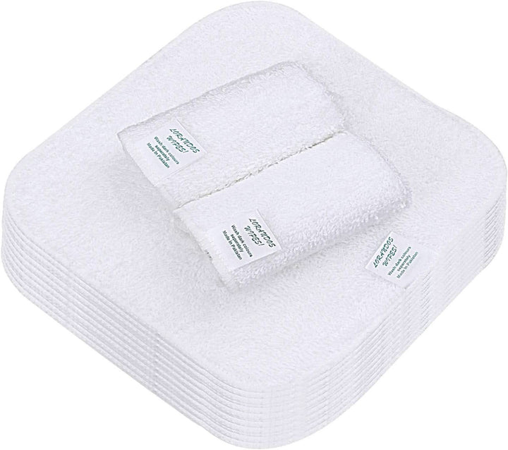 Șervețele reutilizabile pentru copii 100% bumbac Terry (25pachet - 15X15Cm - alb) fără parfum, lavabile, ultra moi și super absorbante Mama si Copilul Naty Shop