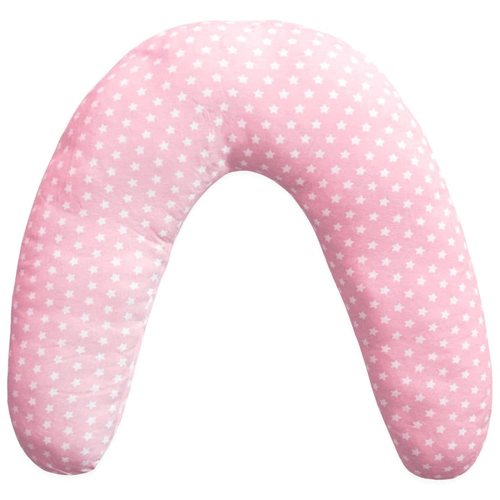 Pernă de alăptare pentru nou-născuți, XL, Husă din bumbac 100%, detașabilă și lavabilă, Umplutură din poliester, Motiv stele Accesorii Hrana si Alaptare Bebe Naty Shop Roz XL