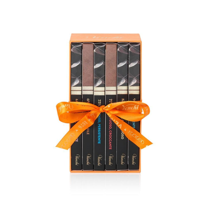 Venchi, Set de 6 tablete de ciocolată neagră extra asortată, 436 grame Bomboane de Ciocolata Naty Shop