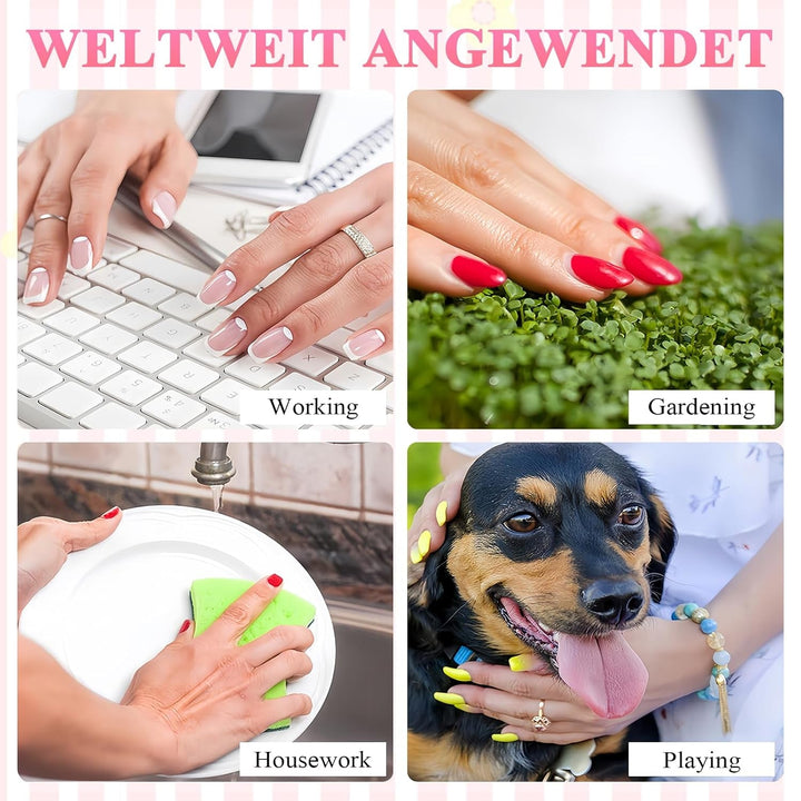 Unghii franceze roz deschis, autoadezive - 32 bucăți de unghii franceze pentru lipit - Unghii artificiale pătrate, scurte - Unghii artificiale respirabile pentru lipit - Unghii artificiale cu acoperire completă pentru femei (roz deschis)