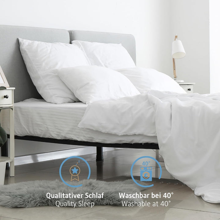 Pernă 80X80 Cm set de 2, pernă certificată Oeko-Tex cu umplutură de pernă 1000G, potrivită pentru alergici, lavabilă Perne standard Naty Shop