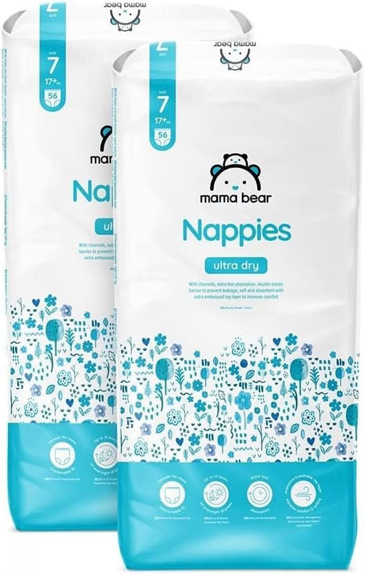 Scutece Mama Bear Ultra Dry, diverse marimi si cantitati Mama si Copilul Naty Shop 7 (17Kg+) Pachet lunar