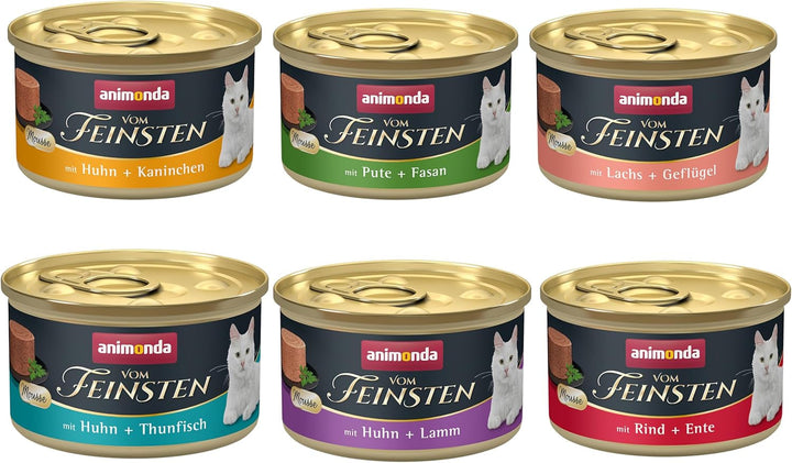 Animonda Vom Feinsten Mousse Cat Food Wet Beef + Duck (12 X 85G), hrană umedă pentru pisici fără cereale, fără zahăr, cu ingrediente proaspete, din carne