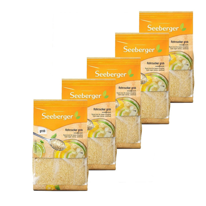 Seeberger Rohrzucker Grob 5Er Pack: Vollrohrzucker Besonders Aromatisch - Ideal Für Cocktails Und Zum Backen - Grob - Unraffiniert, Vegan (5 X 1 Kg) Indulcitori Naty Shop