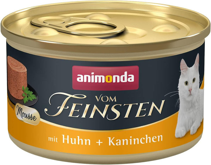 Animonda Vom Feinsten Mousse Cat Food Wet Beef + Duck (12 X 85G), hrană umedă pentru pisici fără cereale, fără zahăr, cu ingrediente proaspete, din carne