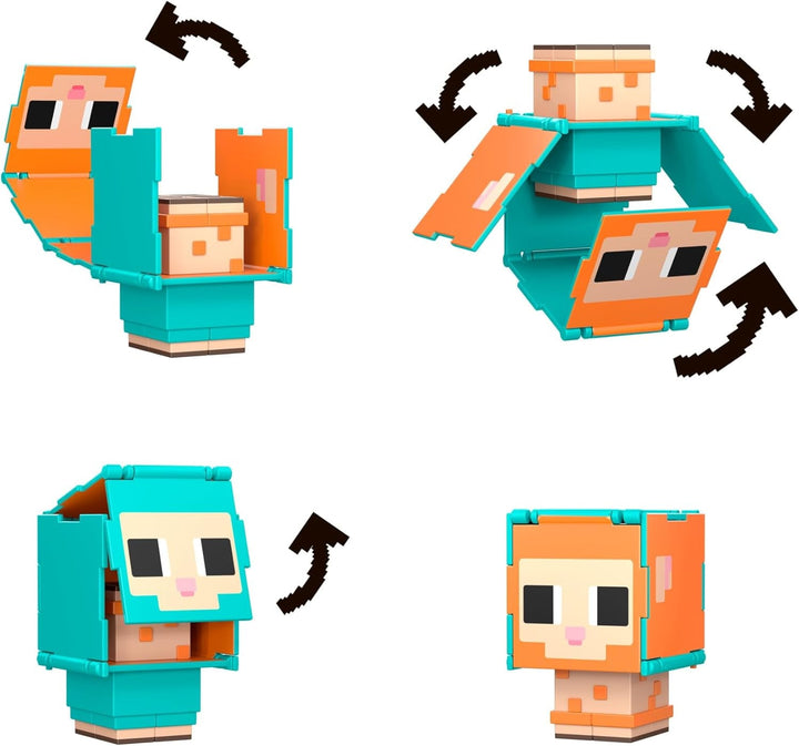 Mattel Minecraft Flippin' Figs Oaie și pui 2-Pack cu figuri de joacă 2-in-1, capete mari și design Pixel HXK17 Action figures Naty Shop