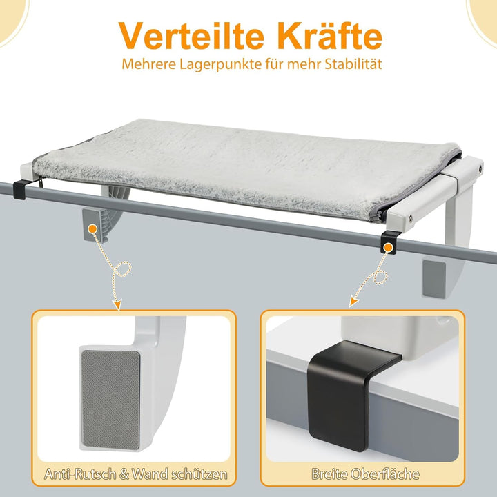 GUUSII HOME Șezlong pentru pisici, hamac pentru balcon și fereastră, pentru încălzirea radiatorului, 56 * 34,5 cm, hamac pentru pisică, șezlong pentru pisică, scaune pentru fereastră, pat pentru pisică, pervaz, șezlong pentru fereastră (S)