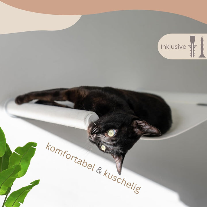 Hamac metalic AZANO® XL pentru pisici | Perete de cățărat de design pentru pisici | Pat de perete pentru pisici | Extra mare și stabil - (Alb)