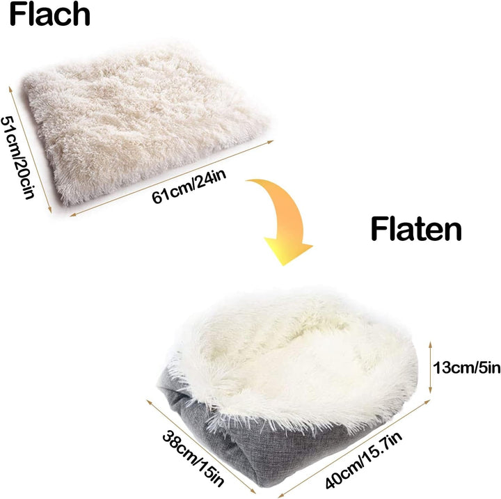 Pat pentru pisici 2 în 1 pernă pufoasă pentru pisici, pernă moale de pluș pentru pisici, loc de dormit lavabil, canapea pentru pisici, pat pentru animale de companie, pat pentru câini, pătură pentru pisici și câini mici (gri)