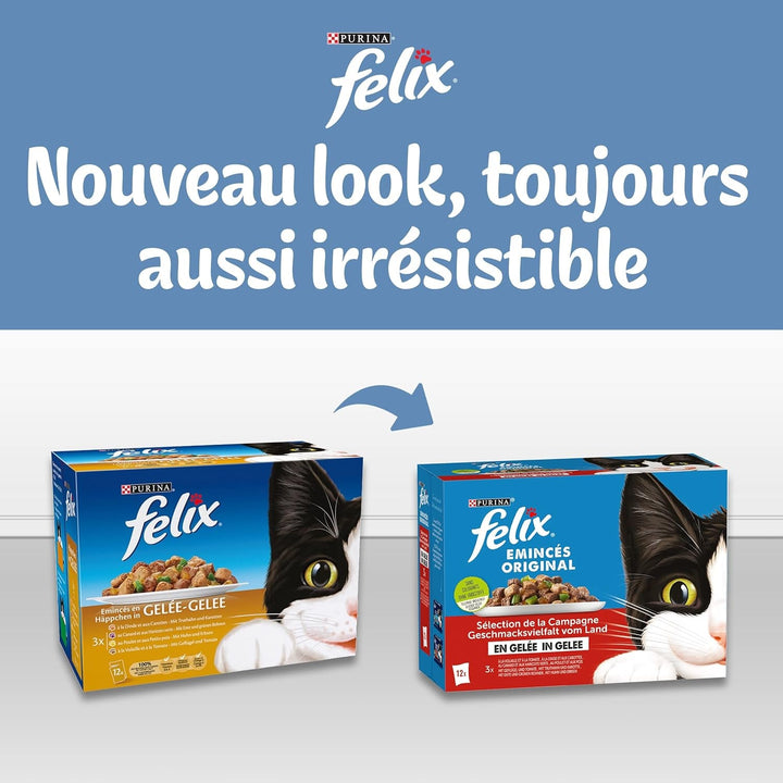 Jelly Chopped | Pisică adultă | Alegerea dintre carne de vită, somon, pui, ton | 12 X 85 G | Pungă proaspătă