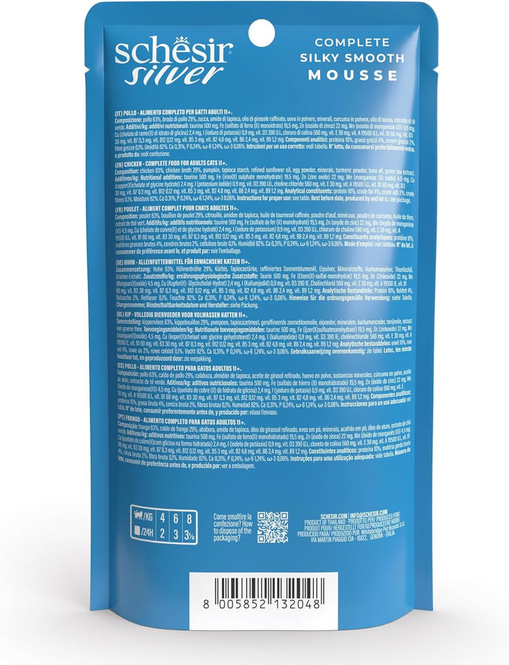 Title: Silver, Mâncare umedă completă cu aromă de pui din mousse pentru pisici mai în vârstă (12 X 80 G)