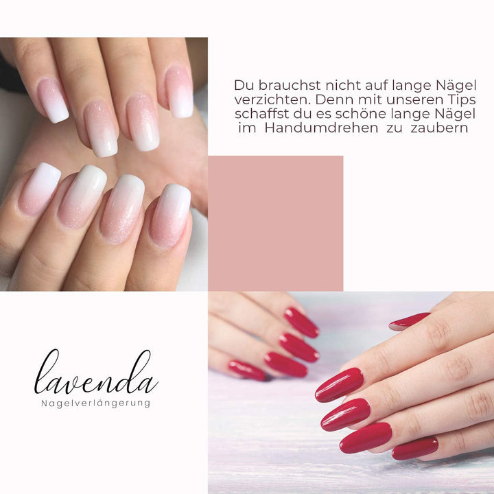 ® Unghii artificiale pentru lipire 500 bucăți Unghii false - Unghii stabile pentru unghii cu gel - Unghii cu calitate de studio (culoare naturală)