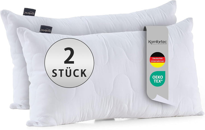 Pernă 80X80 Cm set de 2, pernă certificată Oeko-Tex cu umplutură de pernă 1000G, potrivită pentru alergici, lavabilă Perne standard Naty Shop 50X75 Cm pachet dublu Matlasat