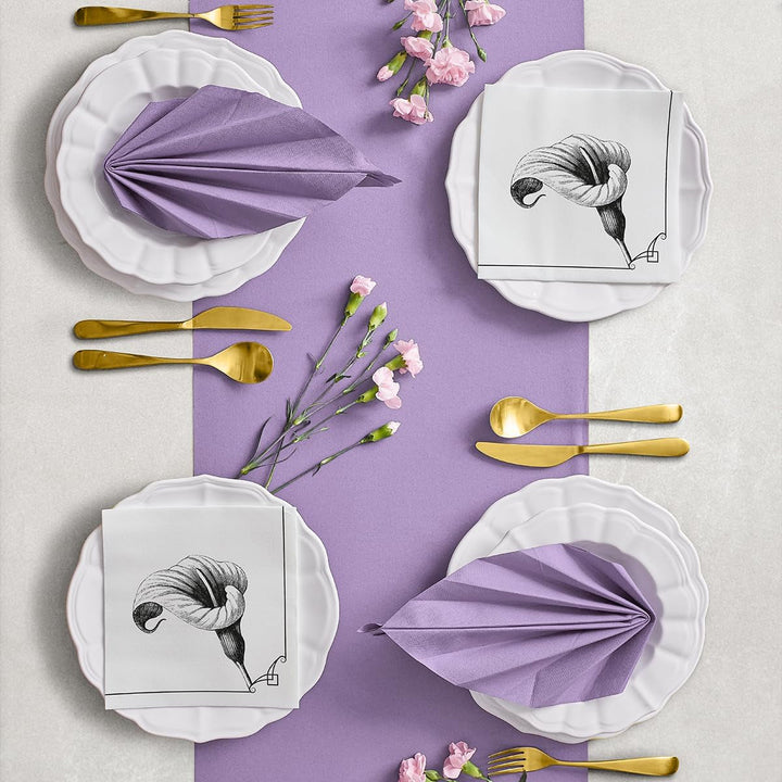 PAW - Șervețele Airlaid - Asemănătoare țesăturii (40 X 40 Cm) I 50 de bucăți I Pentru servicii funerare, ospăț funerar, înmormântare, rămas bun I Șervețele din pânză pentru decorarea mesei de înaltă calitate - Memory Flower I Memory Flower