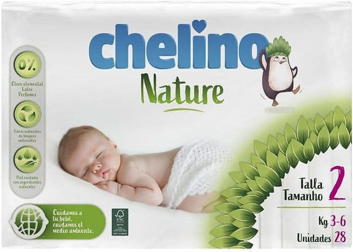 Pañal Chelino Nature, marimea 2, 3 - 6 Kg, 28 scutece Mama si Copilul Naty Shop Talla 2 (Paquete De 28)
