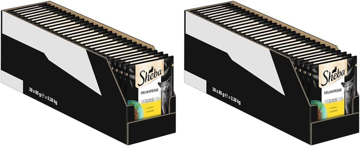 SHEBA săculeți hrană umedă pentru pisici delicatesă în jeleu cu ton Msc certified 28 X 85G