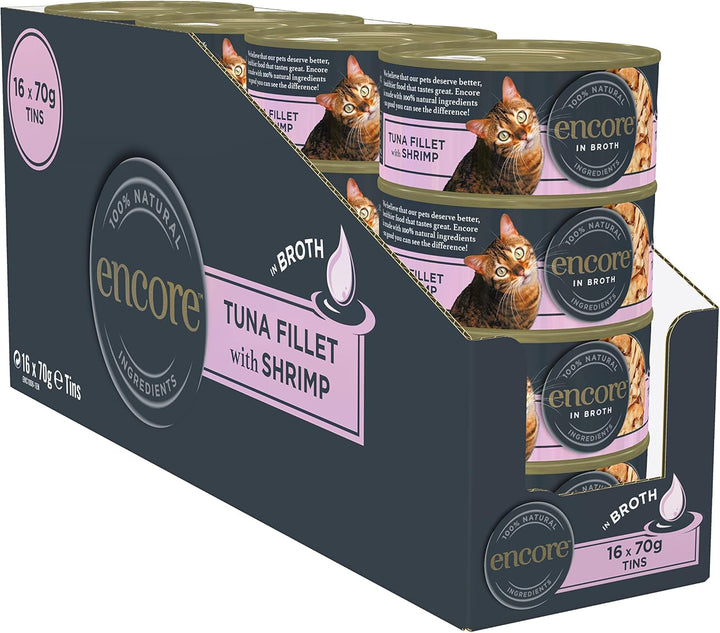 Encore Premium 100% Natural Hrană umedă la conservă pentru pisici cu sardine și file de ton - pachet de 16 X 70G