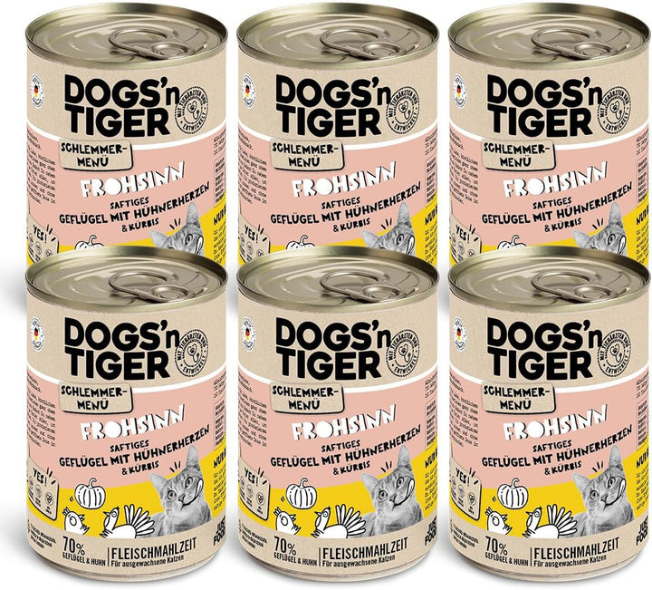 Dogs'N Tiger Gourmet Menu Glückskind, hrană umedă pentru pisoi, pui suculent și păstrăv - fără cereale, zahăr adăugat, conservanți artificiali, compatibilitate optimă, 6X400G