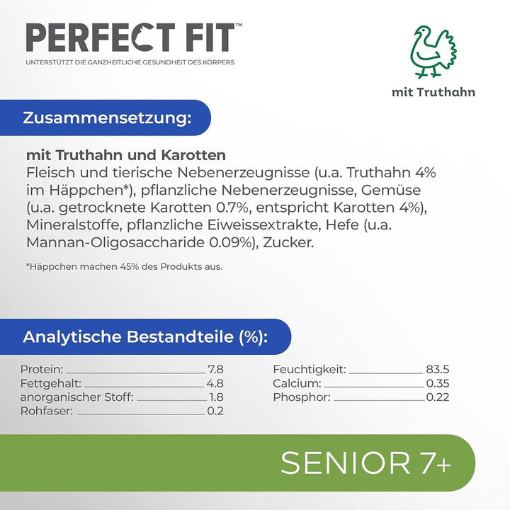 PERFECT FIT™ Pungă porționată pentru pisici Senior cu curcan și morcovi 12 X 85G