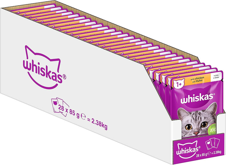 Whiskas Adult 1+ Hrană umedă pentru pisici Selecție mixtă în jeleu, 84 pliculețe, 84X85G (1 pachet vrac) - Hrană umedă de înaltă calitate, Pentru pisici adulte