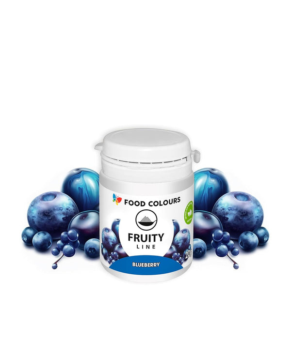 Coloranți alimentari pudră colorant natural Fruity Line BLUEBERRY 20G pudră colorantă naturală pentru creme glazură burete aluat sub formă de pudră colorant alimentar pentru băuturi jeleuri