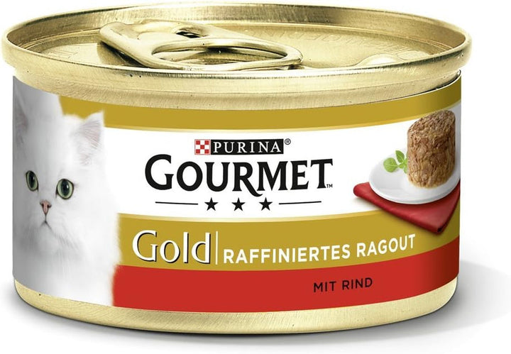 Gold Cat Food 24 Mix Pack (2 X 12 X 85G) Ragout de pui și Ragout de vită