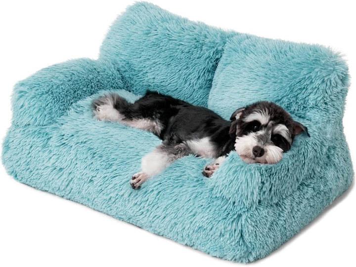 MEWOOFUN Pat elegant pentru pisici, canapea pufoasă - 76 x 45 cm Pat pentru pisici mari, canapea de pluș pentru câini și pisici mici, detașabilă și lavabilă (gri)