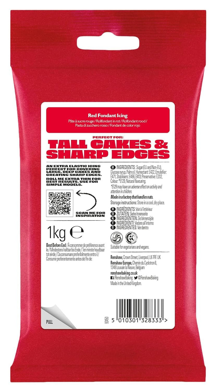 Extra Fondant Red 1kg - Fondant extra elastic cu aromă de vanilie, perfect pentru acoperirea prăjiturilor - Red - 1 kg Pasta de zahar Naty Shop