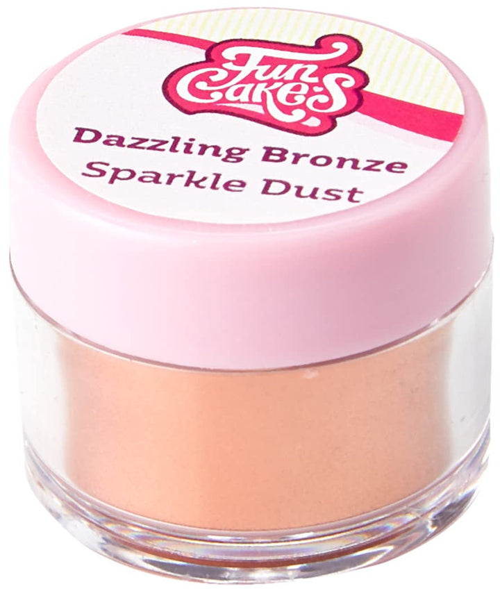 Funcakes Sparkle Dust Dazzling Bronze: Pudră de colorant alimentar strălucitoare pentru decorarea torturilor, certificată Halal