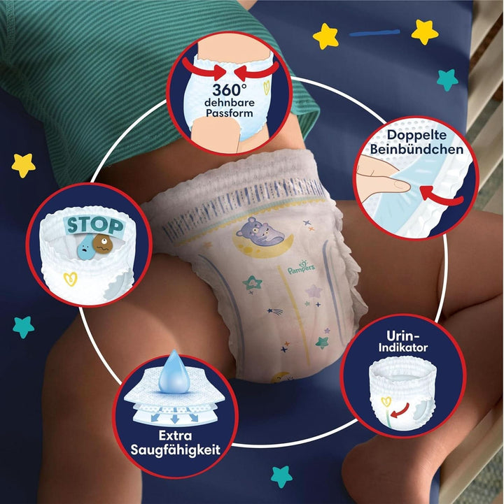 Pampers Night Nappies Pants, pantalonii pentru scutece oferă protecție suplimentară pentru întreaga noapte Mama si Copilul Naty Shop