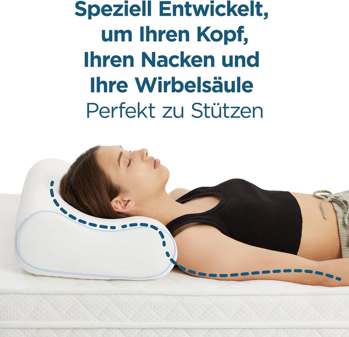 ORTHOVERSE pernă ortopedică - pernă de susținere a gâtului, pernă de dormit, pernă, pernă din spumă cu memorie, pernă, pernă pentru dureri de gât - înălțime reglabilă, acoperire aloe vera, ajutor medical Perne ortopedice cervicale Naty Shop