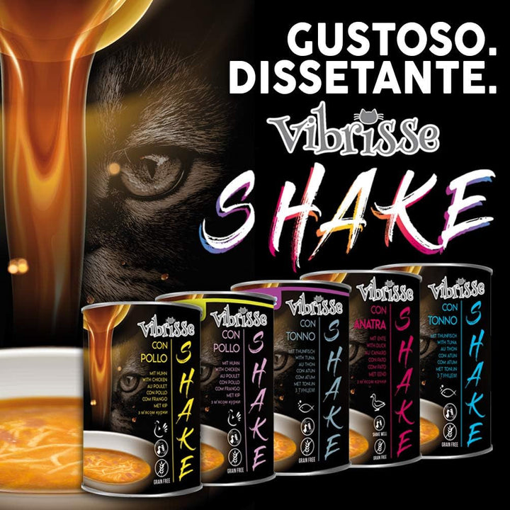 Croci Vibrisse Shake - Hrană umedă pentru pisici cu rață, hrană complementară hidratantă pentru pisici, 12X 135Gr, 1620 Ml