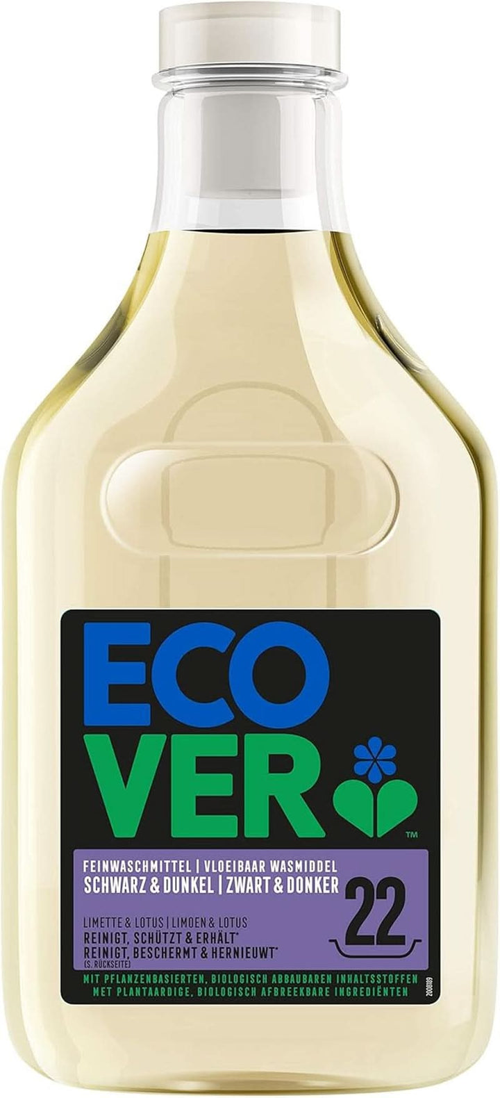 Ecover Delicate Detergent Black & Dark - Lime & Lotus (5 litri, 111 spalari), Detergent lichid cu ingrediente vegetale pentru rufe închise la culoare Naty Shop 1 litru