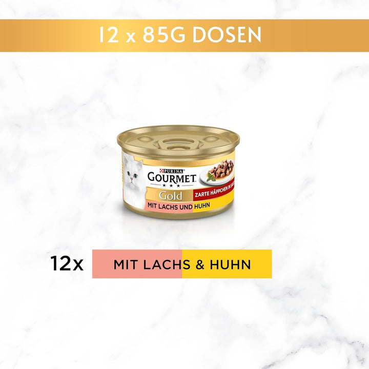 Gourmet Gold Tender Morsels in Sauce Hrană umedă pentru pisici, cu somon și pui, 12Pack (12 X 85G)