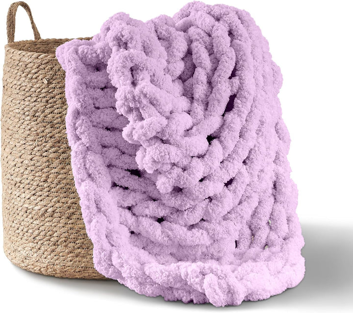 Chunky pătură tricotate, arunca, 100% mână tricotate cu jumbo chenille fire (127 X 152.4 Cm, gri liliac) Paturi si Cuverturi Adyrescia Violet 50 "X60"
