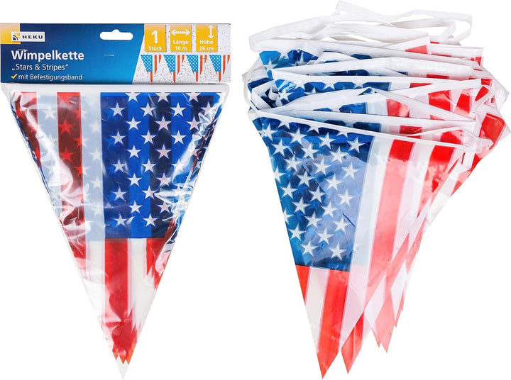 HEKU 191-pcs. Set petrecere SUA I Farfurii de hârtie Ø23Cm, cești roșii, șervețele cu 3 straturi 33X33Cm, culegător de decorațiuni, lanț de fanioane 10M I Perfect pentru petreceri tematice și sărbători naționale