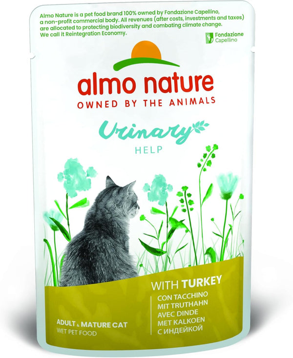Almo Nature Holistic Urinary Help Hrană pentru pisici, hrană umedă pentru pisici adulte cu curcan. Pachet de 30 (30 X 70G)
