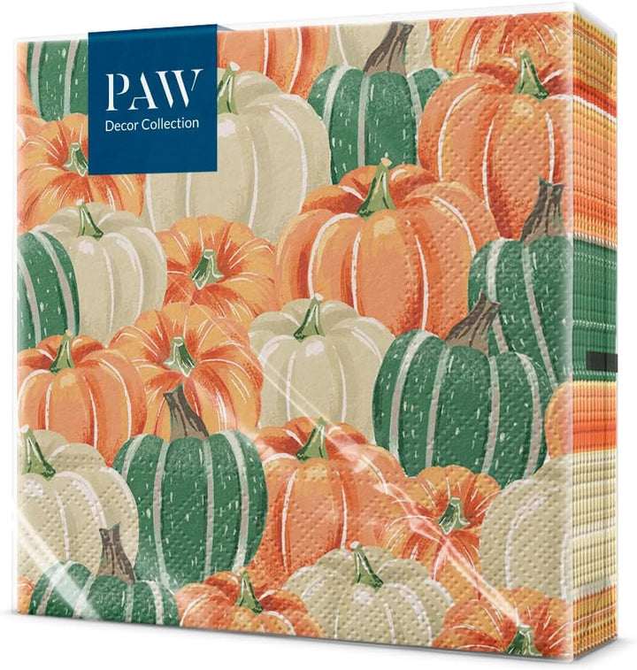 PAW - Șervețele 3 straturi (33 X 33 Cm) I 20 bucăți I Perfect pentru zile de naștere, petreceri, întâlniri I Decorațiuni de toamnă pentru masă I Șervețele de hârtie colorate - frunze de toamnă de umbrelă I Frunze de umbrelă