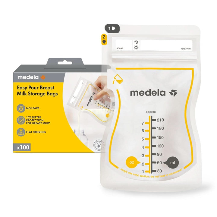 Medela Easy Pour Muttermilchbeutel Zum Einfachen Ausgießen, 100 Stück, 210 Ml, Auslaufsichere Einweg-Muttermilchbeutel Mit Überlaufschutz, Stillhelfer Accesorii Hrana si Alaptare Bebe Naty Shop 100
