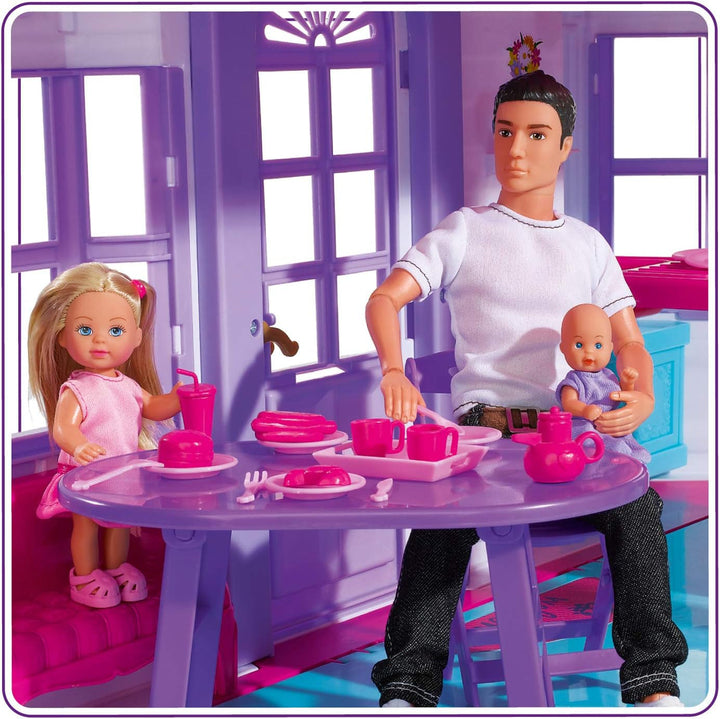 Simba 104661996 - Steffi Love Dreamhouse, Casă de joacă mare, 4 camere, FĂRĂ PUPPETS, 84cm înălțime, Două etaje, Clopoțel funcțional, Pliabil Casute de papusi Naty Shop