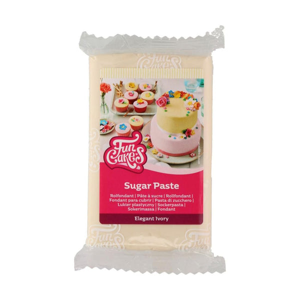 FunCakes Roll Fondant Elegant Ivory: ușor de utilizat, neted, flexibil, moale și pliabil, perfect pentru decorarea prăjiturilor, halal, kosher și fără gluten, 250 g Pasta de zahar Naty Shop 250 G