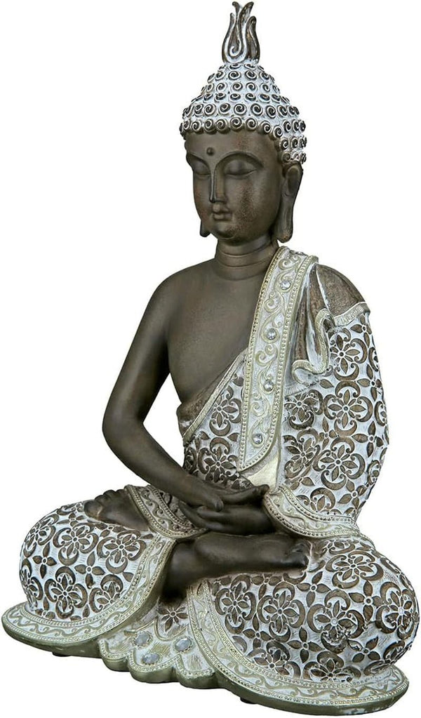 GILDE Sculptură decorativă Buddha șezând - Meditație - maro/alb - Înălțime 29 cm Statuete si sculpturi Naty Shop Maro Înălțime 29 cm
